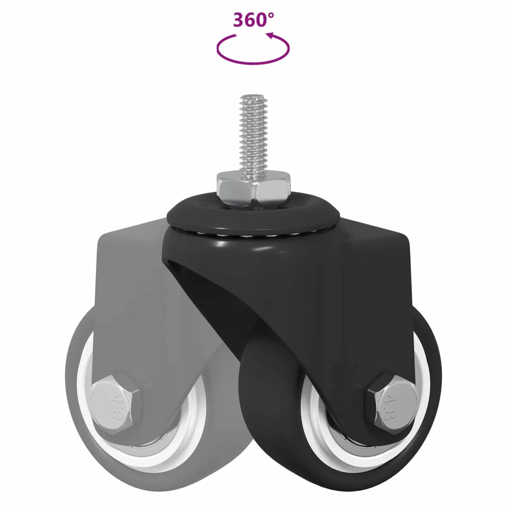 Rullo girevole 2 pcs Nero 40,4 x 40,4 x 19,7 mm Ferro e nylon 864766