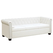 Divano Chesterfield a 3 Posti in Pelle Artificiale Bianco  cod mxl 42845