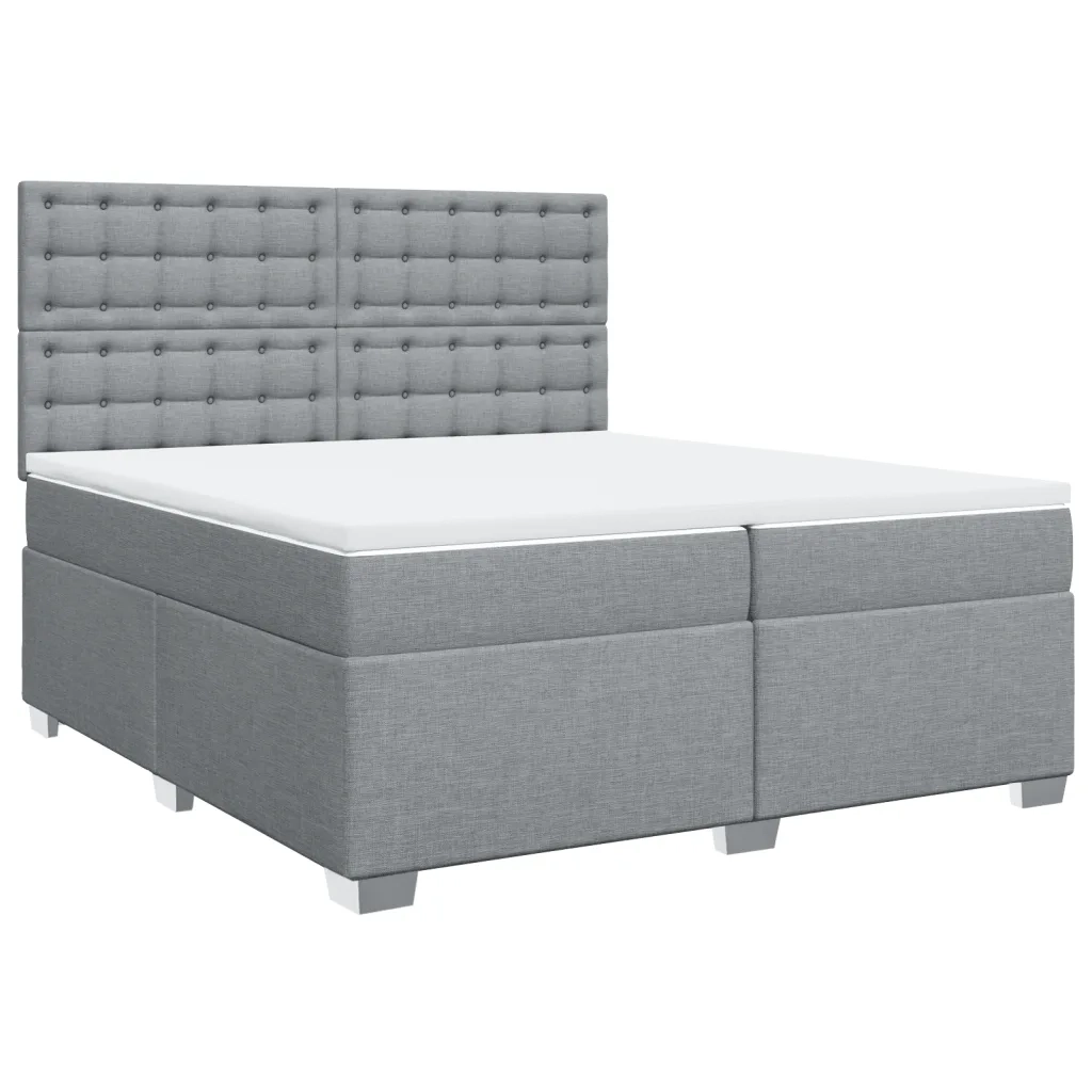 Giroletto a Molle con Materasso Grigio Chiaro 200x200cm Tessuto