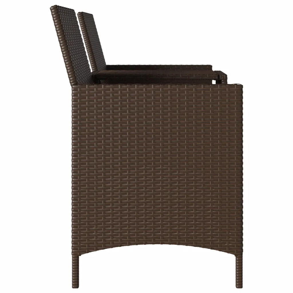 vidaXL Divano a 2 Posti con Tavolo e Cuscini Marrone in Polyrattan