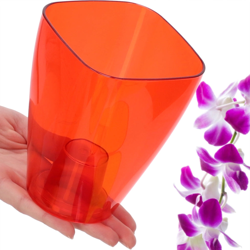 Vaso da fiori KADAX per orchidee, in plastica, rosso, resistente, 13 cm