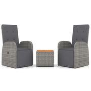 Set Mobili Giardino 3pz | Set Salotto da Giardino Grigio Polyrattan Legno Massello Acacia