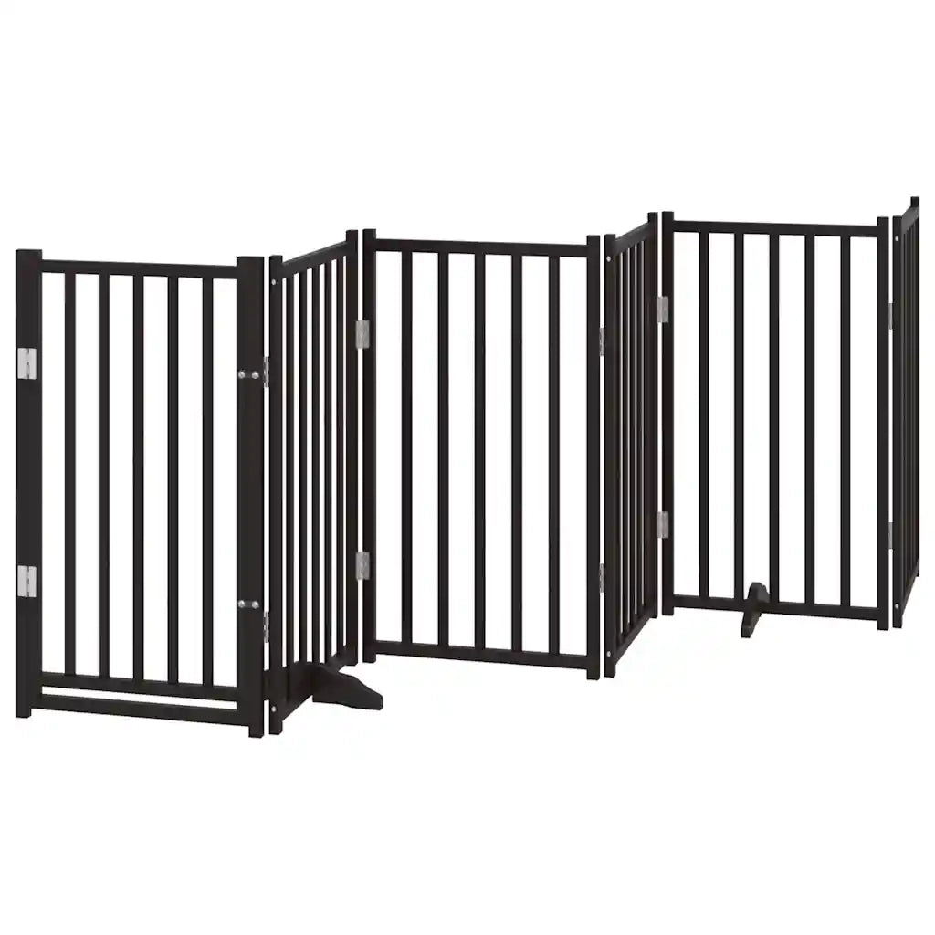 Cancello Cani Pieghevole Nero 6 Pannelli 300 cm Massello Abete CFW3744174
