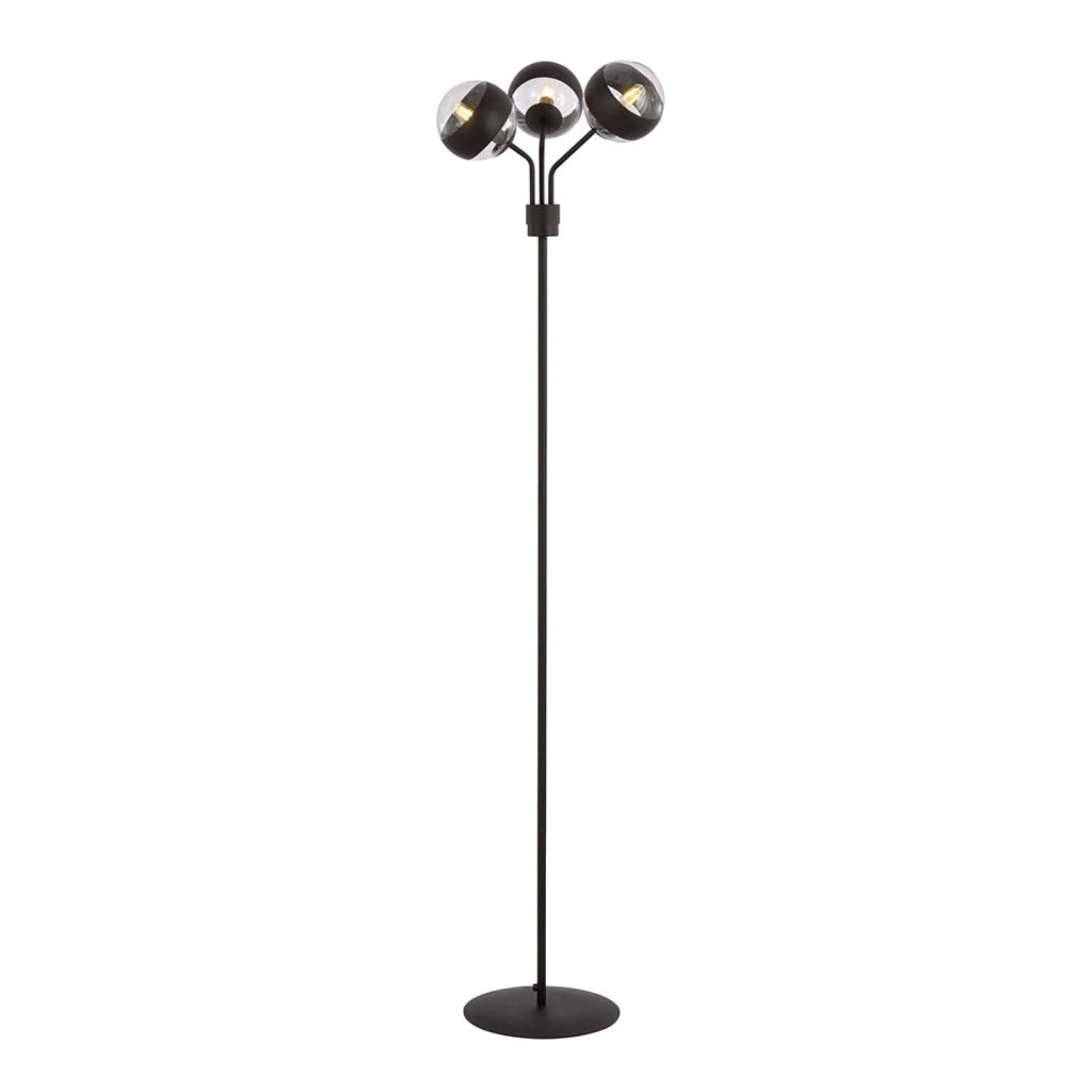Piantana Moderno Orione Acciaio Nero Trasparente 3 Luci E14 Ip20