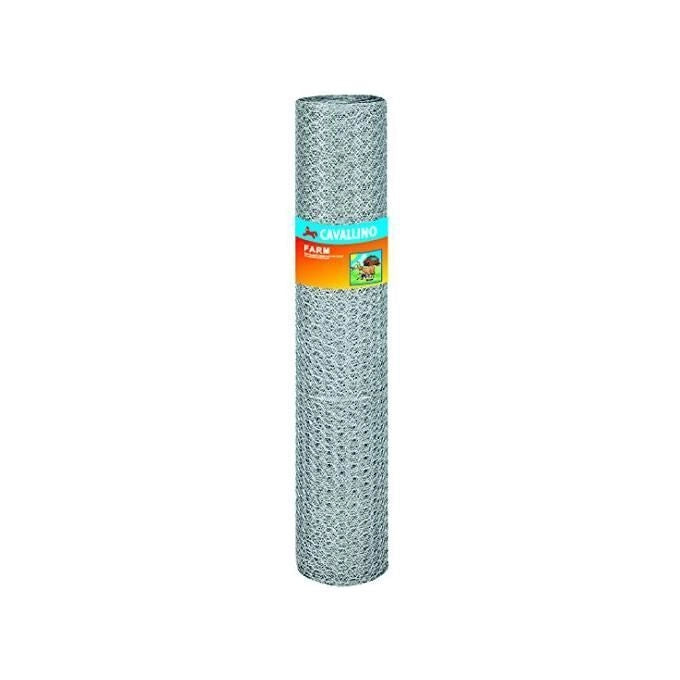 AG 46912 Rete Cavallino Farm Rete Metallica Maglia Esagonale 25 mm Tripla Torsione Zincata 50 Metri colore Acciaio