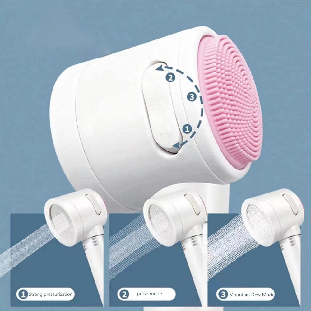 Trade Shop - Soffione Doccia Con Spazzola Palamare Massaggiante Doccetta Potente Multigetto -