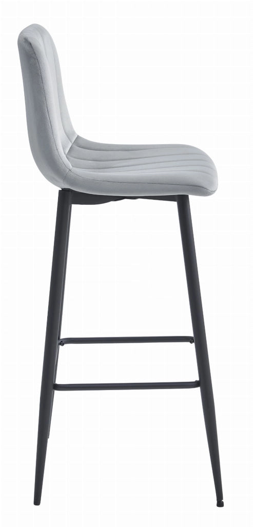 Sgabello da bar VALORA POZZA - Velluto grigio argento con gambe nere x 3