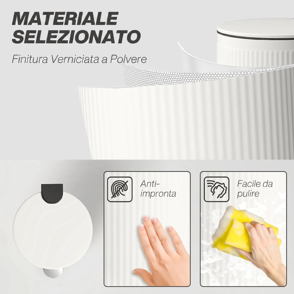 Cestino Spazzatura da 30L con Coperchio a Chiusura Morbida in Metallo e PP Crema