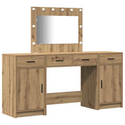 Toeletta | Tavolo da Trucco con cassetto 3 pz Marrone Legno multistrato