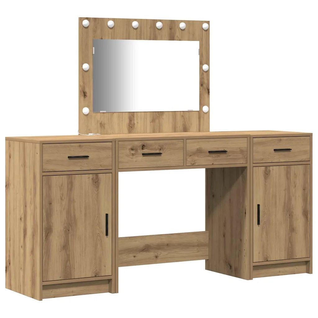 Toeletta | Tavolo da Trucco con cassetto 3 pz Marrone Legno multistrato