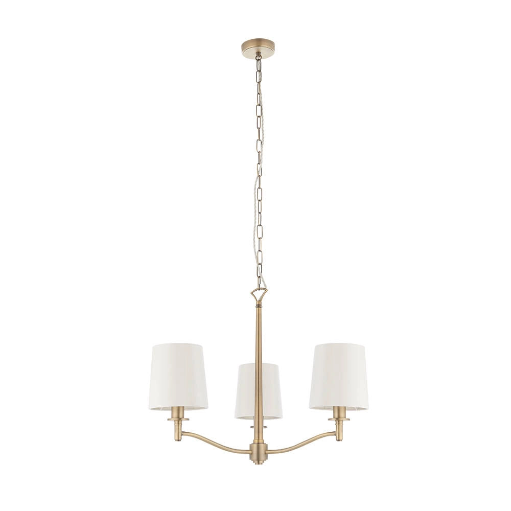 Lampadario 3 luci ottone antico opaco E14 Ortona Endon