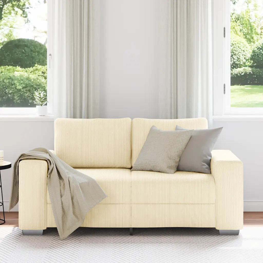 Divano Divanetto-Sofa Crema 120 cm Tessuto di Velluto a Coste