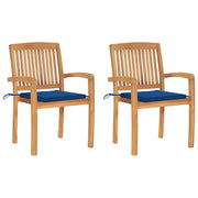 Sedie da Giardino 2 pz con Cuscini Blu Reale in Massello Teak cod mxl 20631