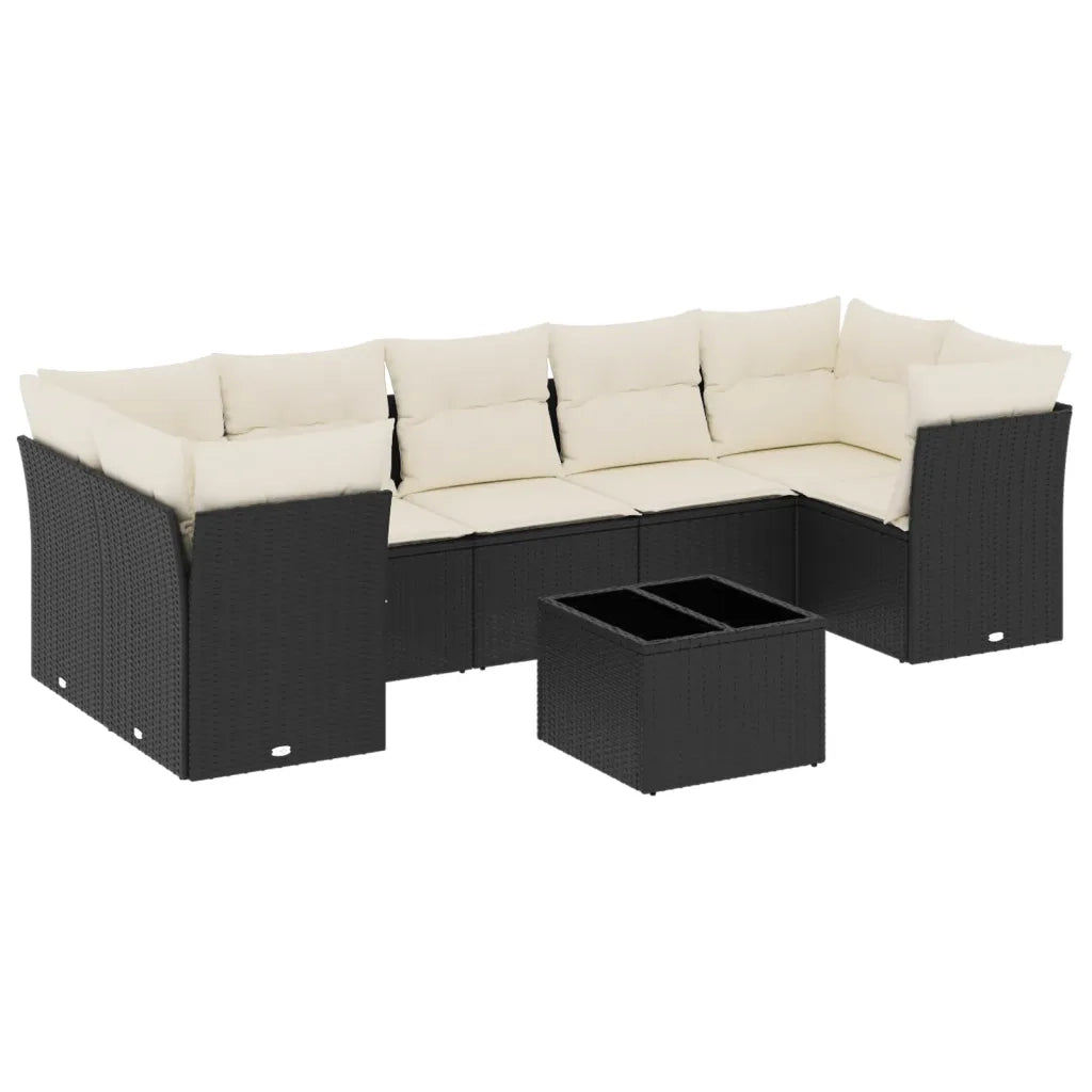 Set Divani da Giardino con Cuscini 8 pz Nero in Polyrattan 3249125