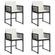 Sedie da Giardino con Cuscini 4 pz | Sedie da Esterno Nere in Polyrattan