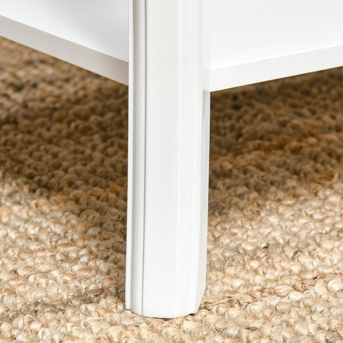 Tavolino da Caffè Basso in Legno Bianco 94x44x42 cm