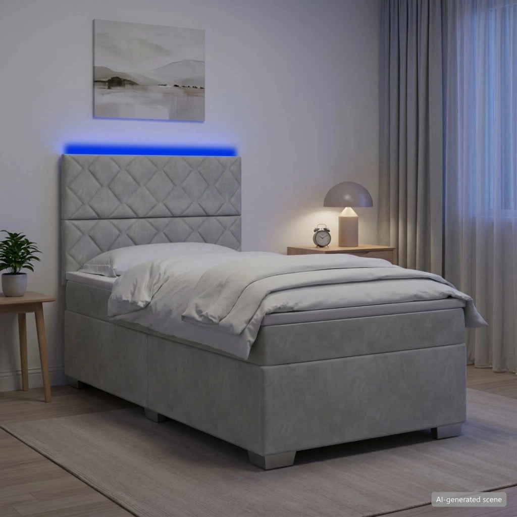 Letto box spring con materasso Grigio Chiaro 100 x 200 cm 3455054