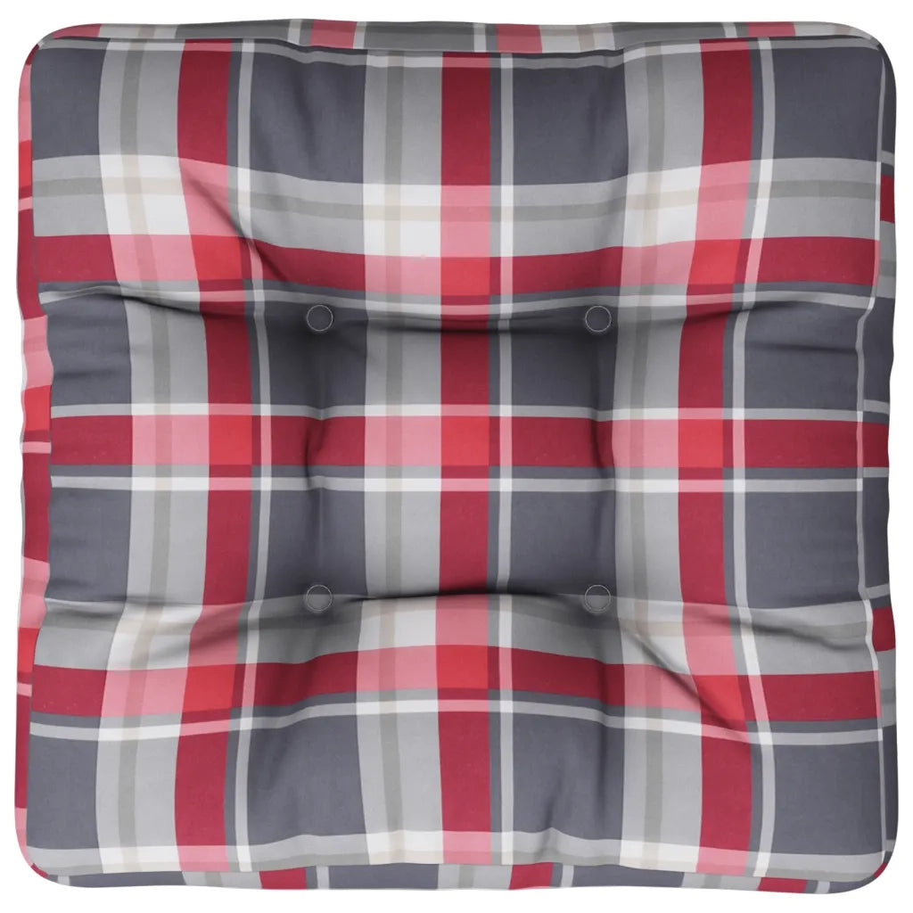Cuscino per Pallet a Quadri Rosso 58x58x10 cm in Tessuto