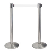 2 Colonnine Tendinastro 3 metri in Acciaio Inox Spazzolato Ø36x101 cm Nastro Bianco