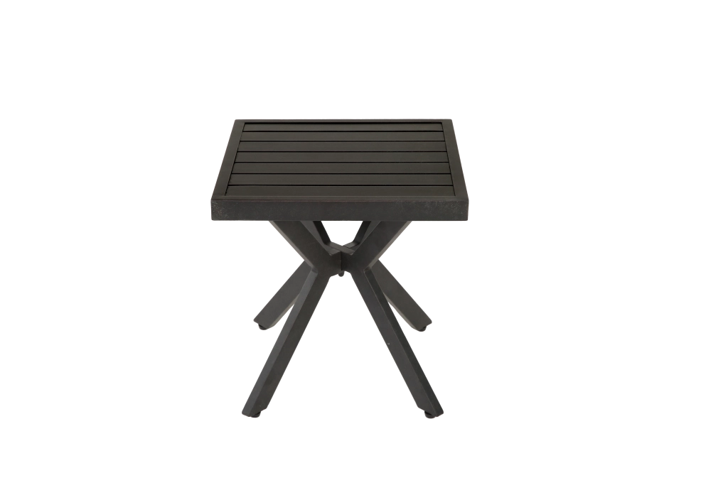 Comodino laterale quadrato in alluminio per esterni per patio; giardino; piscina; interno compagno; facile manutenzione e resistente alle intemperie; marrone scuro