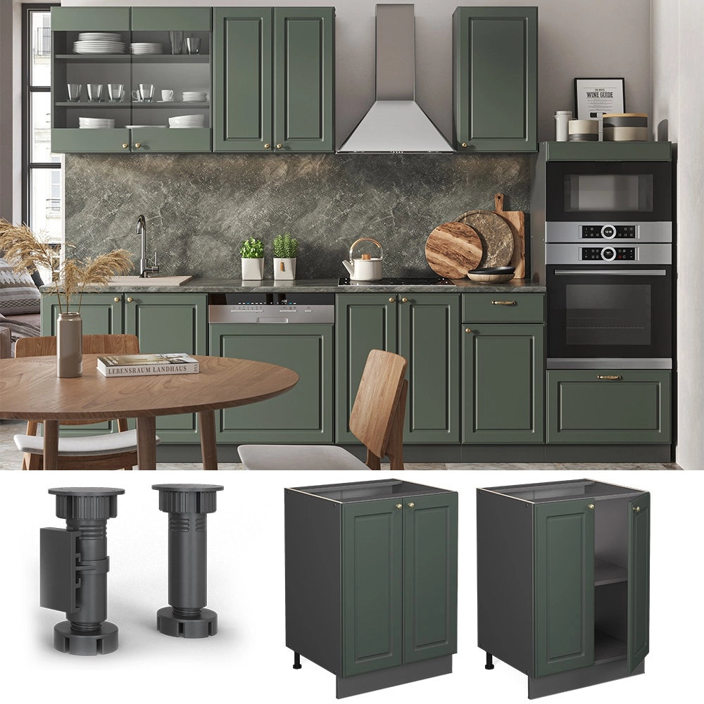 Mobiletto base cucina Fame-Line Verde-oro rustico/Antracite 60 cm senza piano di lavoro Vicco