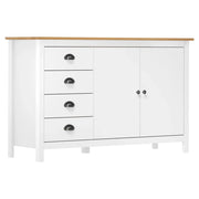 Buffet credenza cassettiera armadio mobile contenitore organizer per cucina soggiorno salotto Hill 130 x 40 x 80 cm legno massello di pino bianco 02_0035667