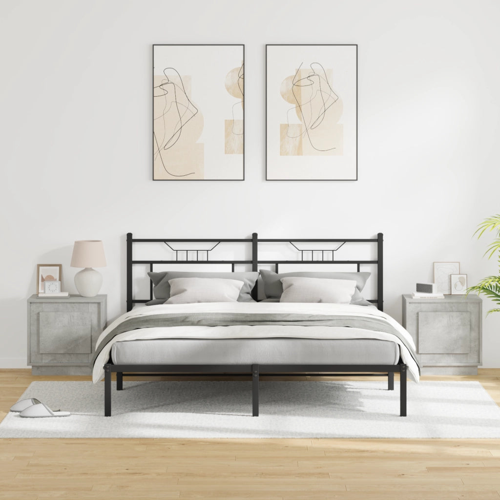 Comodini con Luci LED 2 pezzi Grigio Cemento 44x34,5x45 cm