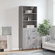 Credenza Grigio Sonoma 69,5x34x180 cm in Legno Multistrato 3190043