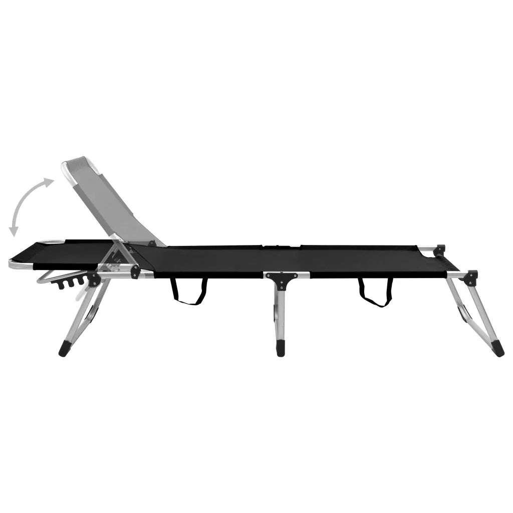 Lettino Prendisole Senior Pieghevole Extra Alto Alluminio Nero 47913