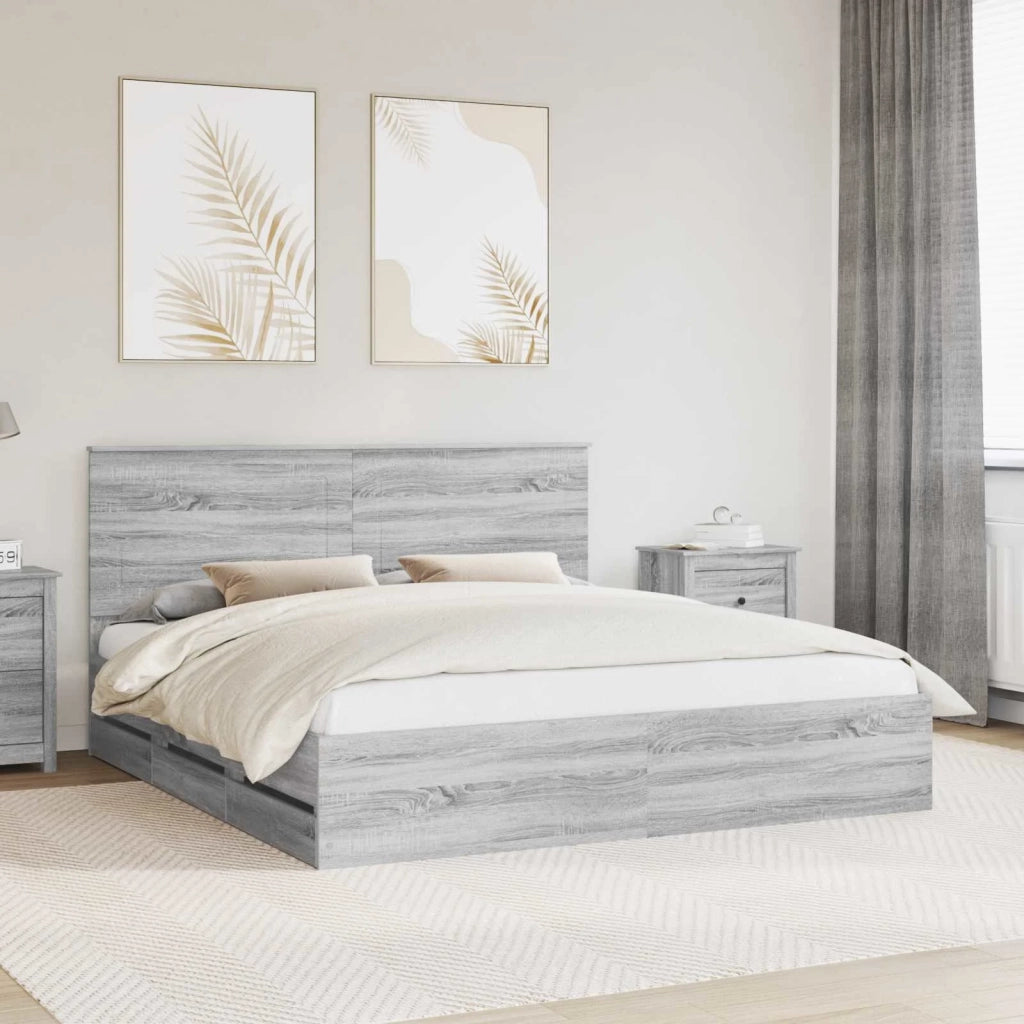 Struttura del letto con cassetto Grigio Sonoma 180 x 200 cm