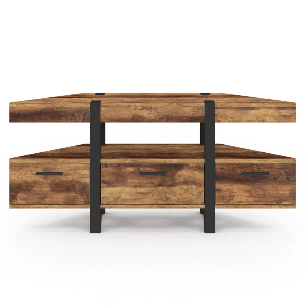 IDMarket - Mobile TV angolare in legno AUSTRIA 110 cm con gambe a perno e cassetti