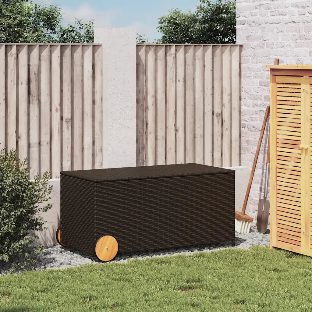 Contenitore da Giardino con Ruote Marrone 190L in Polyrattan CFW5439697