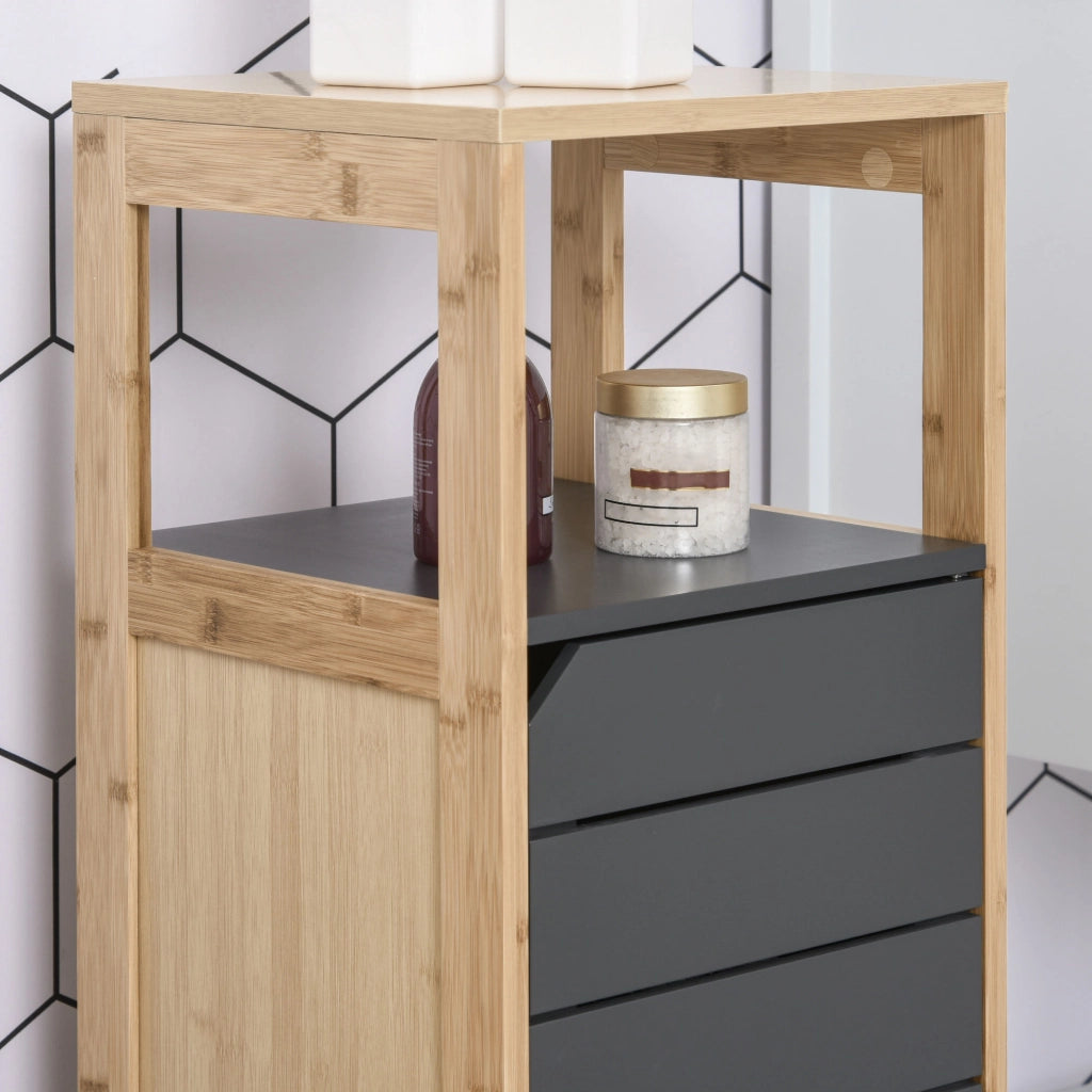 Colonna bagno salvaspazio ¨C Xylo ¨C legno bamb¨´ con anta e cassetto 32x30x80 cm