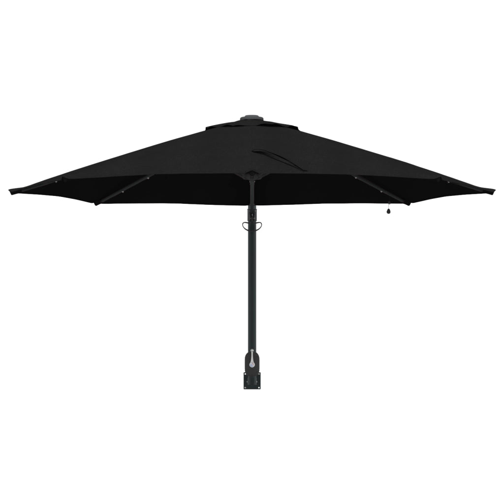Ombrellone da giardino a parete con LED Nero 248 cm