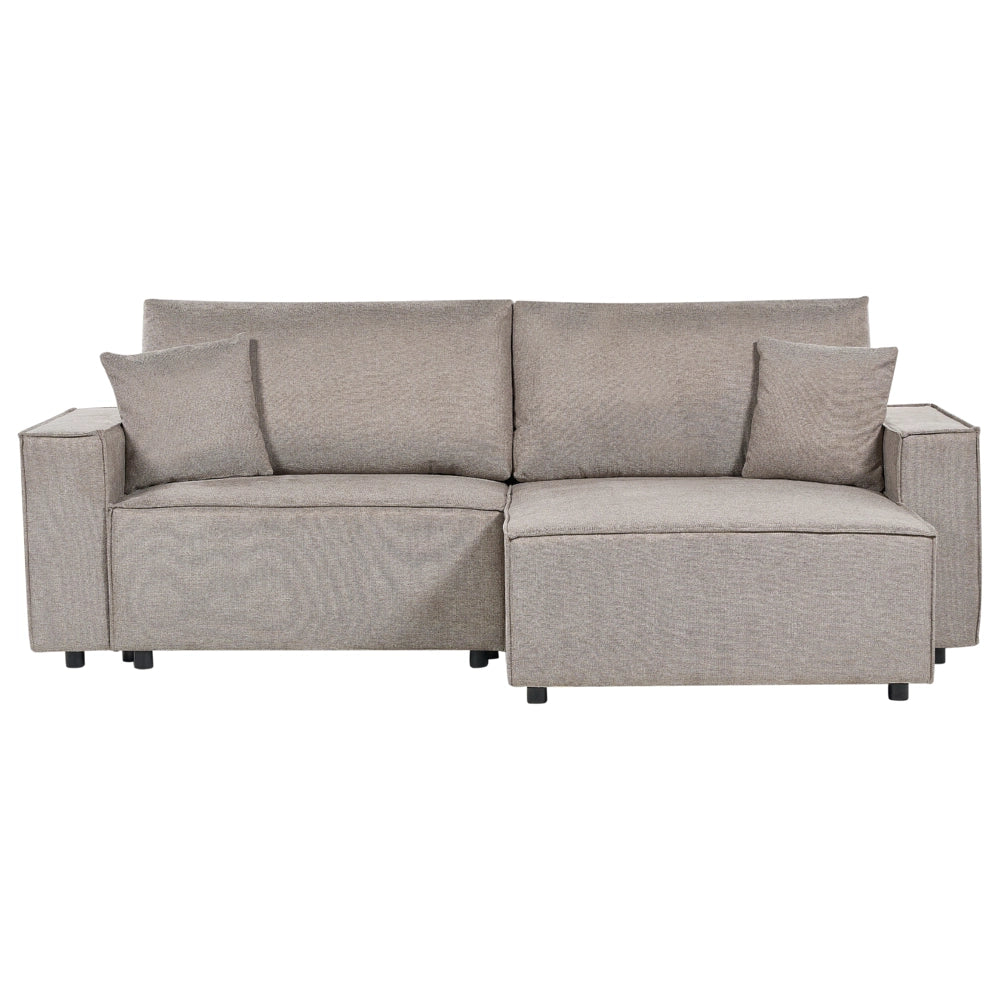 Divano letto angolare a sinistra Grigio Talpa Tessuto poliestere imbottito 3 posti a L con cuscini Funzione letto Stile moderno Soggiorno