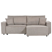 Divano letto angolare a sinistra Grigio Talpa Tessuto poliestere imbottito 3 posti a L con cuscini Funzione letto Stile moderno Soggiorno