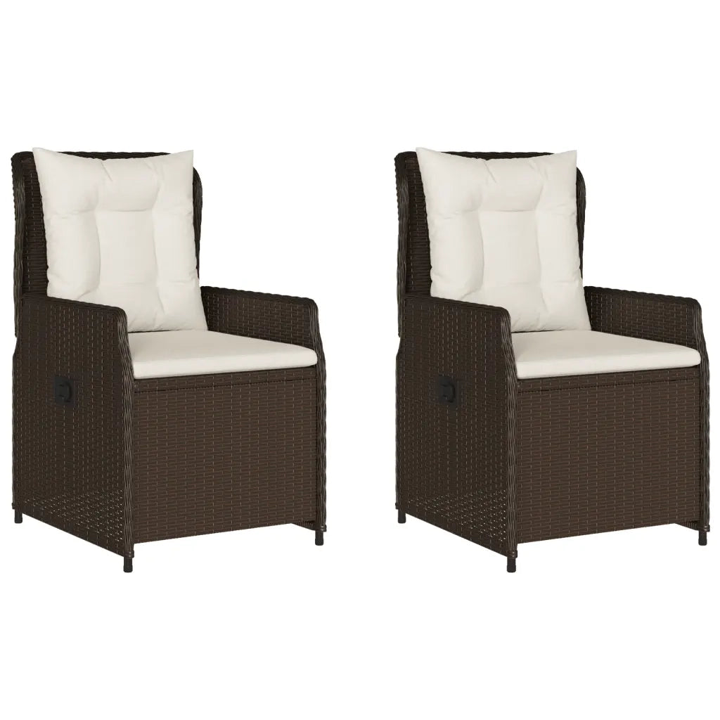 Sedie da Giardino Reclinabili 2 pz | Sedie da Esterno Marrone Polyrattan