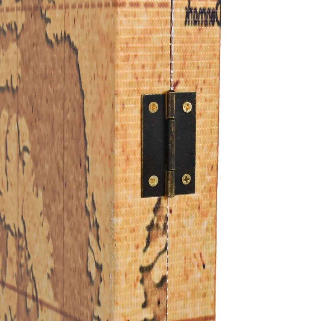 vidaXL Paravento Pieghevole 200x170 cm Stampa Mappa del Mondo Giallo