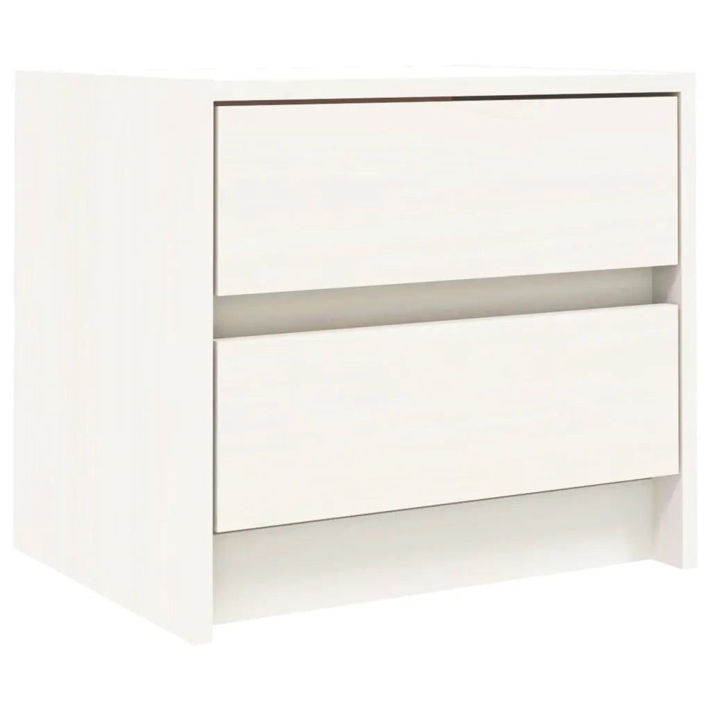Comodini 2 pz-Set di 2 Tavolino da notte Bianchi 40x31x35,5 cm in Legno Massello di Pino
