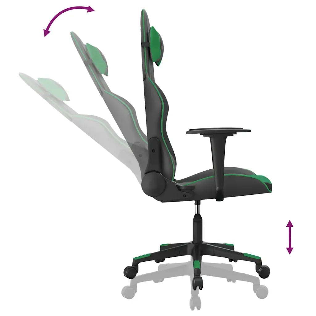 Sedia da Gaming | Sedia da e-sports Massaggiante Nero e Verde in Similpelle