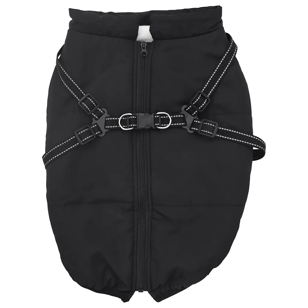 Cappotto Cani con Imbracatura Impermeabile Riflettente Nero L52 4019647