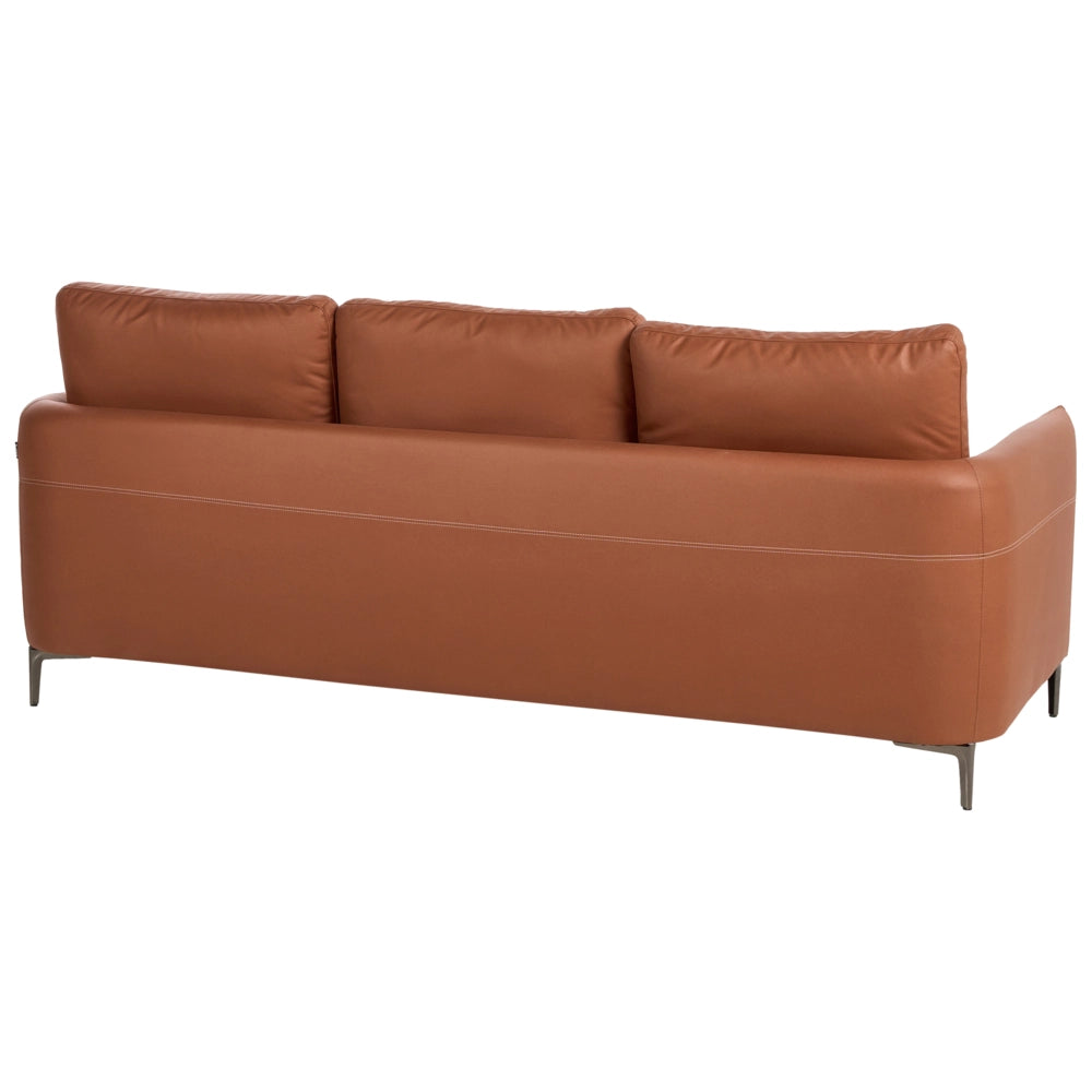 Divano a 3 posti in tessuto marrone dorato con gambe in metallo stile moderno minimalista