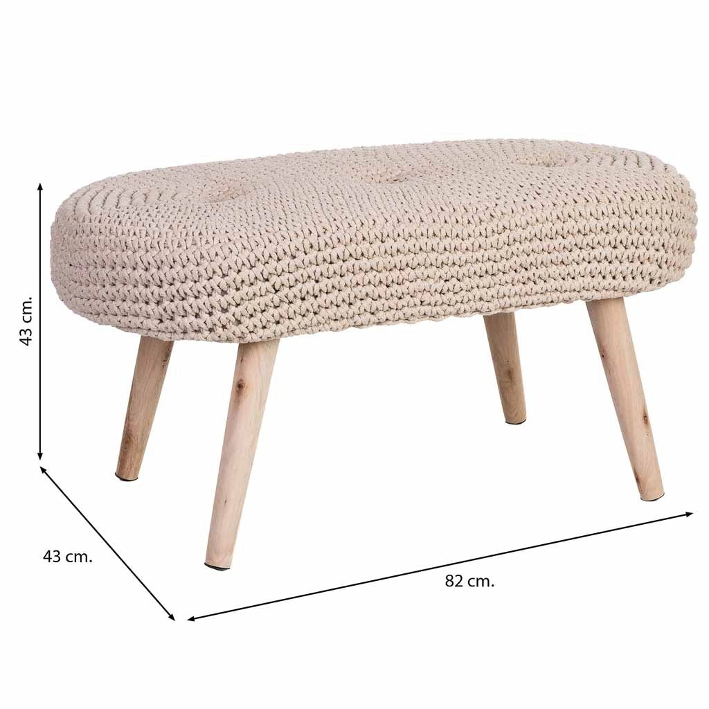 Panca in legno e cotone 82x43x43h cm beige