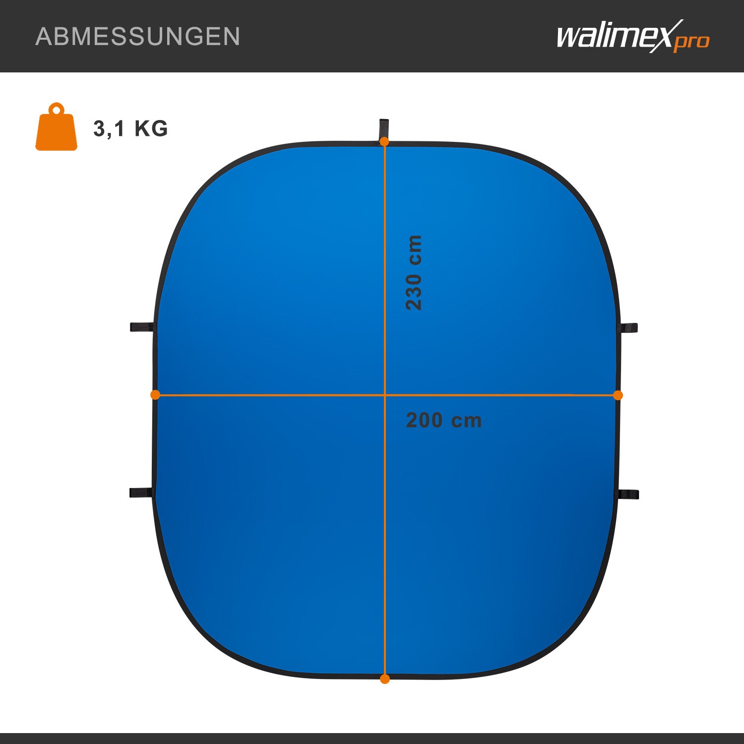 Fondale fotografico pieghevole 2 in 1 grigio/blu 200 x 230 cm, sfondo per foto e video con borsa da trasporto