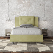 Letto imbottito Piazza e mezzo 110x190 cm Appia - Contenitore,Microfibra,Tè verde
