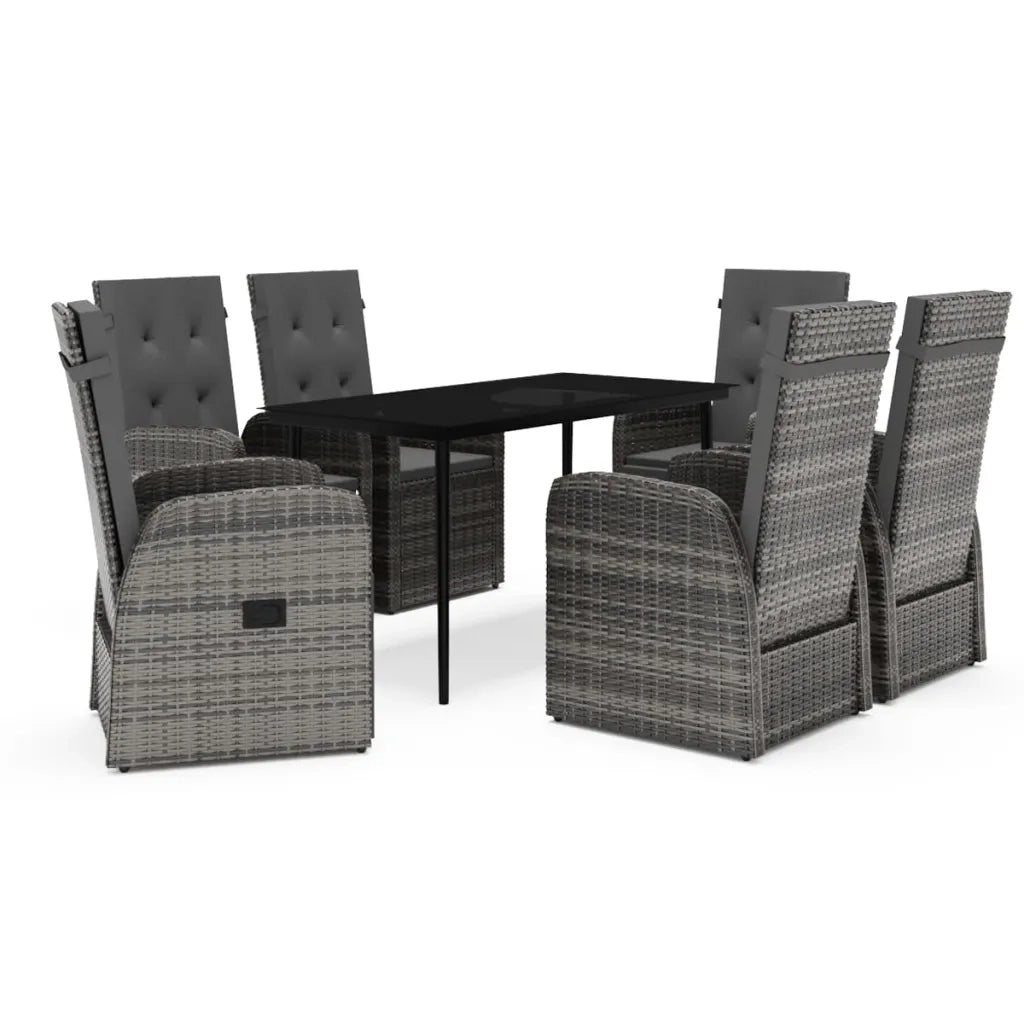 Set Mobili da Pranzo per Giardino 7 pz con Cuscini Grigio cod mxl 38759