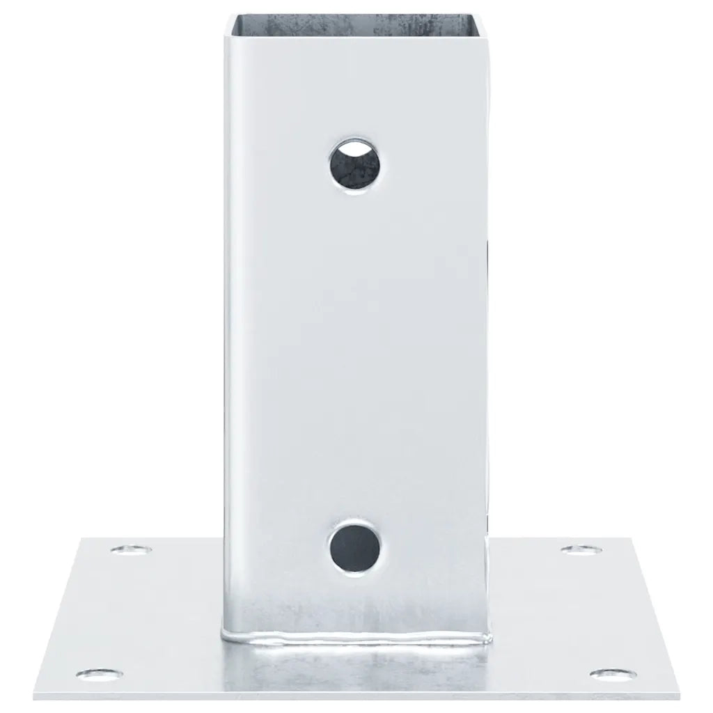 Basi per Pali Quadrate 4 pz Argento 61x61 mm in Acciaio Zincato 42000004