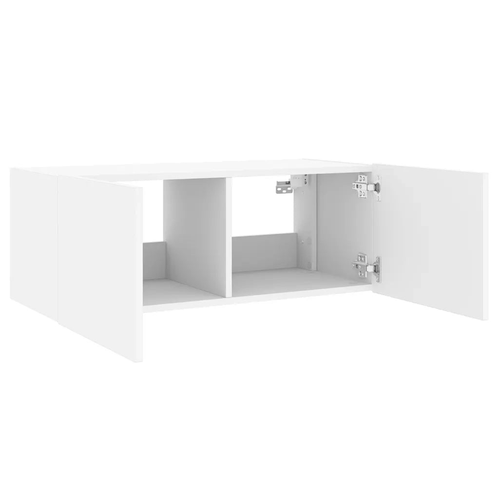 Mobile TV a Parete con Luci LED Bianco 80x35x31 cm 837281