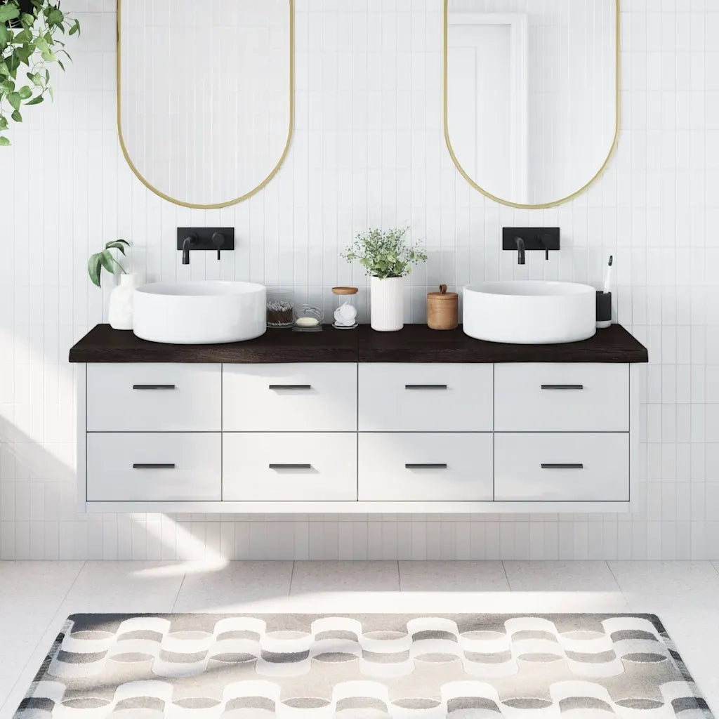 Piano Bagno Marrone Scuro 180x50x(2-6)cm Legno Trattatocod mxl 119849