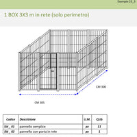 Recinto per cani da 3x3 metri solo perimetro modulare con zincatura a caldo
